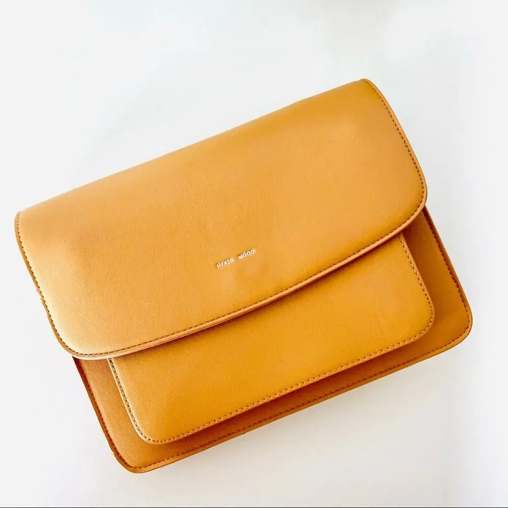 NEW PIXIE MOOD Zoe Vegan Leather Tan Brown Adjustable Crossbody Purse Bag